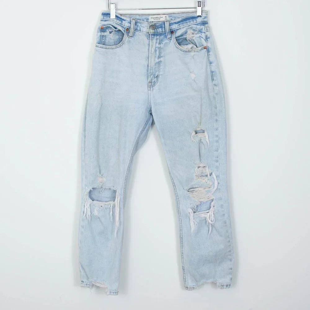 Abercrombie & Fitch The Ankle Straight Ultra High Rise Curve‎ Love Destroy Jeans